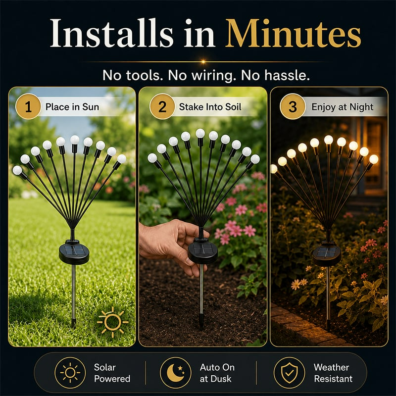 SolaBloom™ Solar Firefly Garden Stake Lights